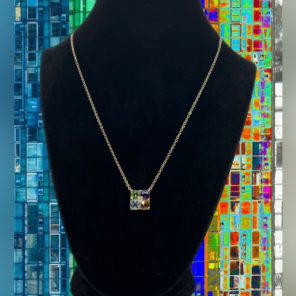 QVC Gold Plated 925 Silver 4 Gemstone Pendant Necklace - Picture 1 of 5